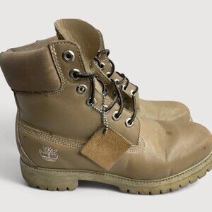 Timberland Beige Leather Work Hiking Lace Up Leather Boots Men's 7 M